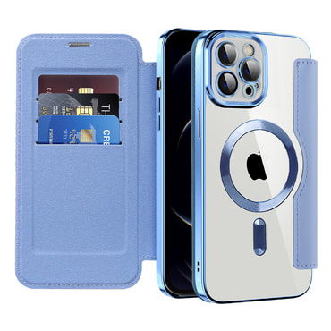 Etui "SmartMag Book" z Magsafe tehnologijo in RFID denarnico za iPhone 12 Pro Max - light blue