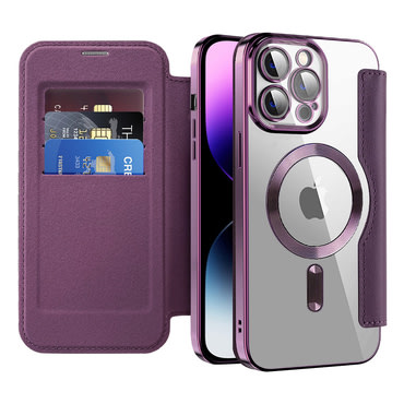 Etui "SmartMag Book" z Magsafe tehnologijo in RFID denarnico za iPhone 14 Pro Max - purple