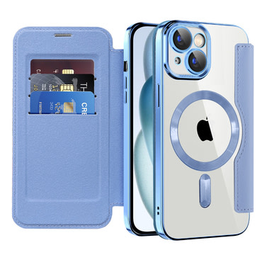 Etui "SmartMag Book" z Magsafe tehnologijo in RFID denarnico za iPhone 15 - light blue