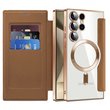 Etui "SmartMag Book" z Magsafe tehnologijo in RFID denarnico za Samsung Galaxy S24 Ultra - brown