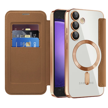 Etui "SmartMag Book" z Magsafe tehnologijo in RFID denarnico za Samsung Galaxy S23 FE - brown