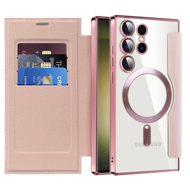 Etui "SmartMag Book" z Magsafe tehnologijo in RFID denarnico za Samsung Galaxy S23 Ultra - pink
