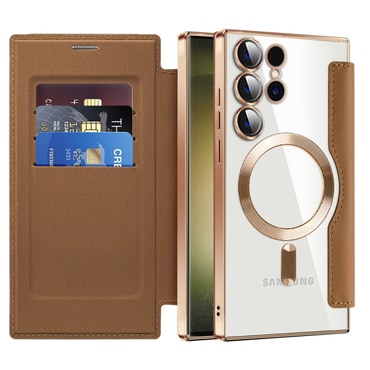 Etui "SmartMag Book" z Magsafe tehnologijo in RFID denarnico za Samsung Galaxy S23 Ultra - brown