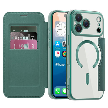 Etui "SmartMag Book" z Magsafe tehnologijo in RFID denarnico za iPhone 17 Pro - green