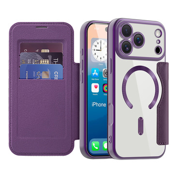 Etui "SmartMag Book" z Magsafe tehnologijo in RFID denarnico za iPhone 17 Pro Max - purple